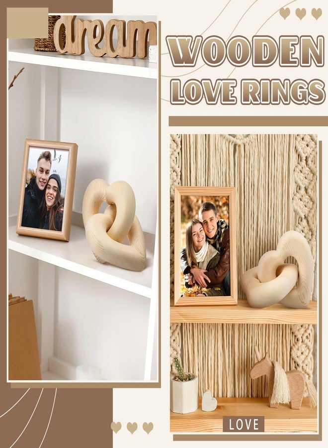 Colingmill Wooden Heart Decor Christmas Couple Mom Gifts Valentines Day Decorations Interlocking Wood Hearts Aesthetic Shelf Decor for Engagement Anniversary Wedding(Wood Grain) - Image 5